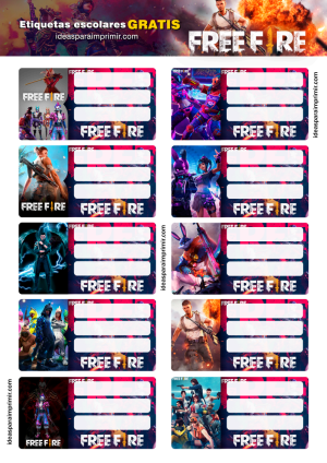 Etiquetas Escolares Free Fire Para Imprimir G